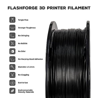 FLASHFORGE PLA 3D PRINTING FILAMENT BLACK 1.75MM, NET WEIGHT-1KG