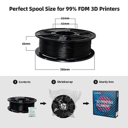 Flashforge PLA 3D Printing Filament Black 2.85 mm, Net Weight-1kg