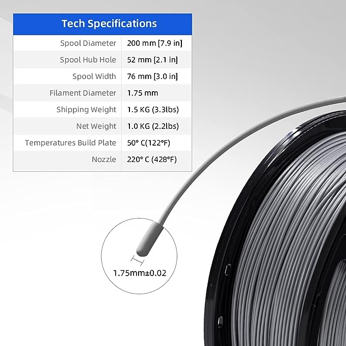 Flashforge PLA 3D Printing Filament Pro-White 1.75mm, Net Weight-0.5kg