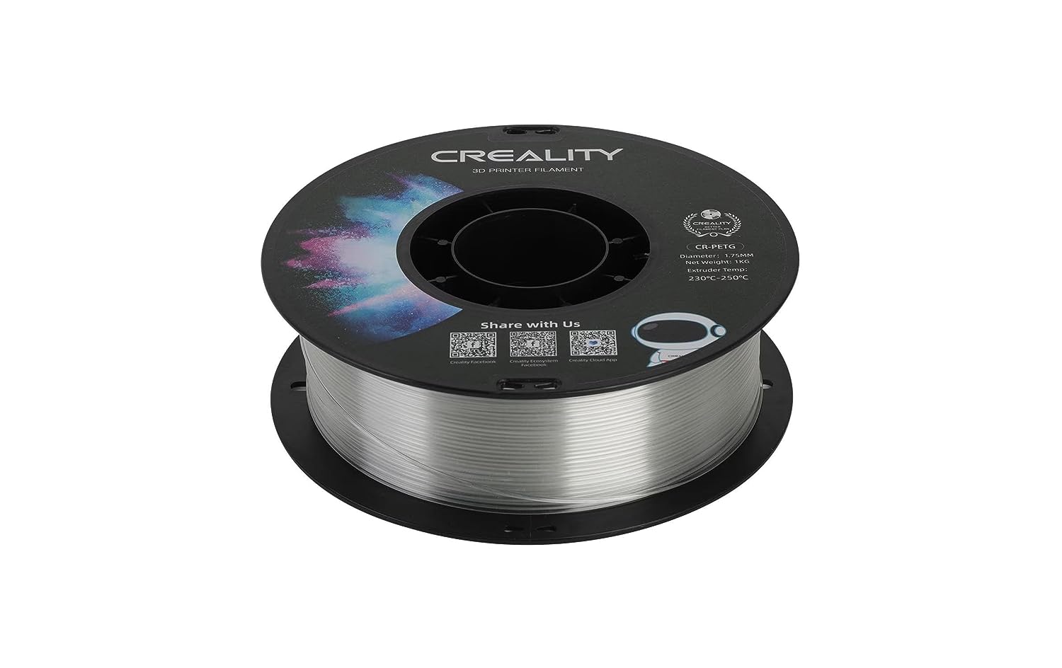 CREALITY PETG 3D PRINTING FILAMENT TRANSPARENT, 1.75MM, NET WEIGHT-1KG