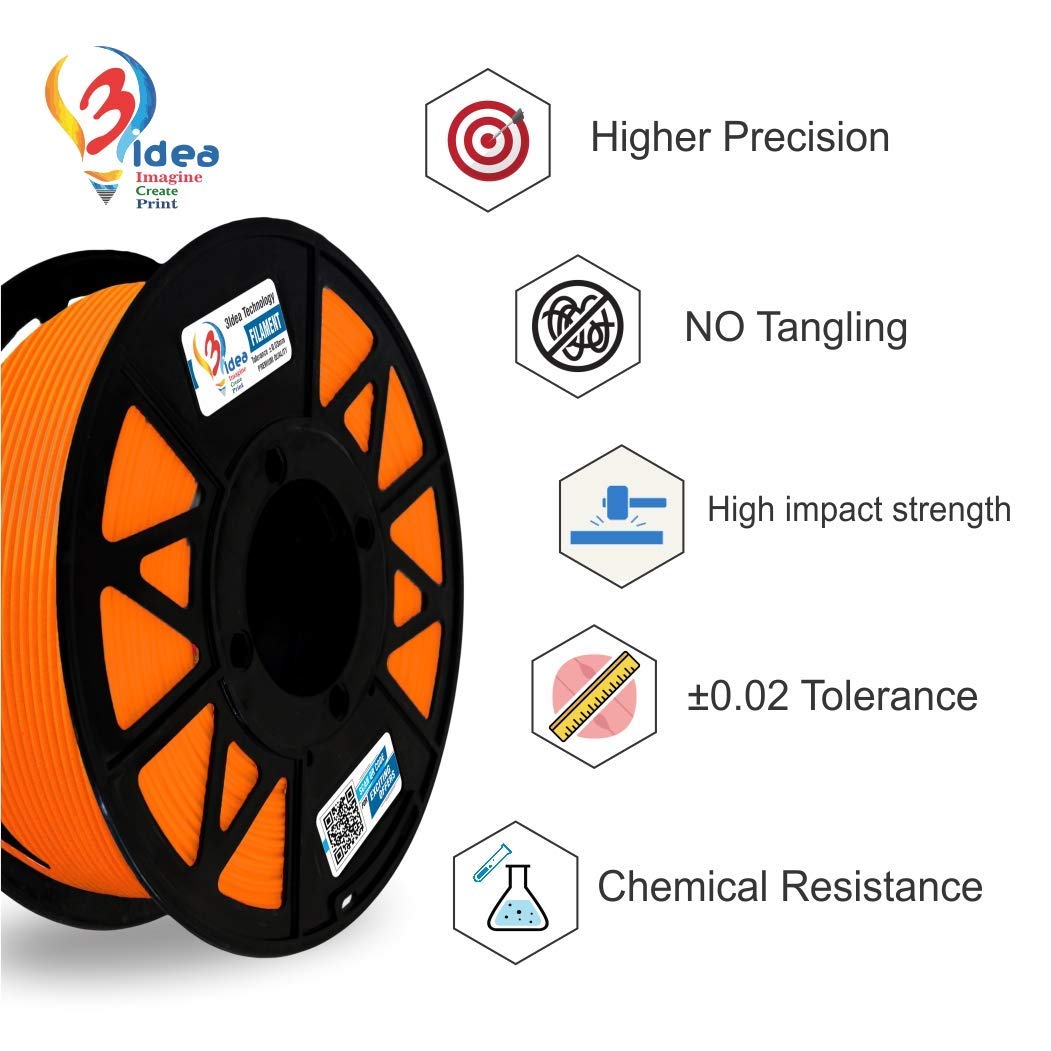 3idea ABS 3D Printing Filaments Orange 1.75mm,Net Weight-1kg