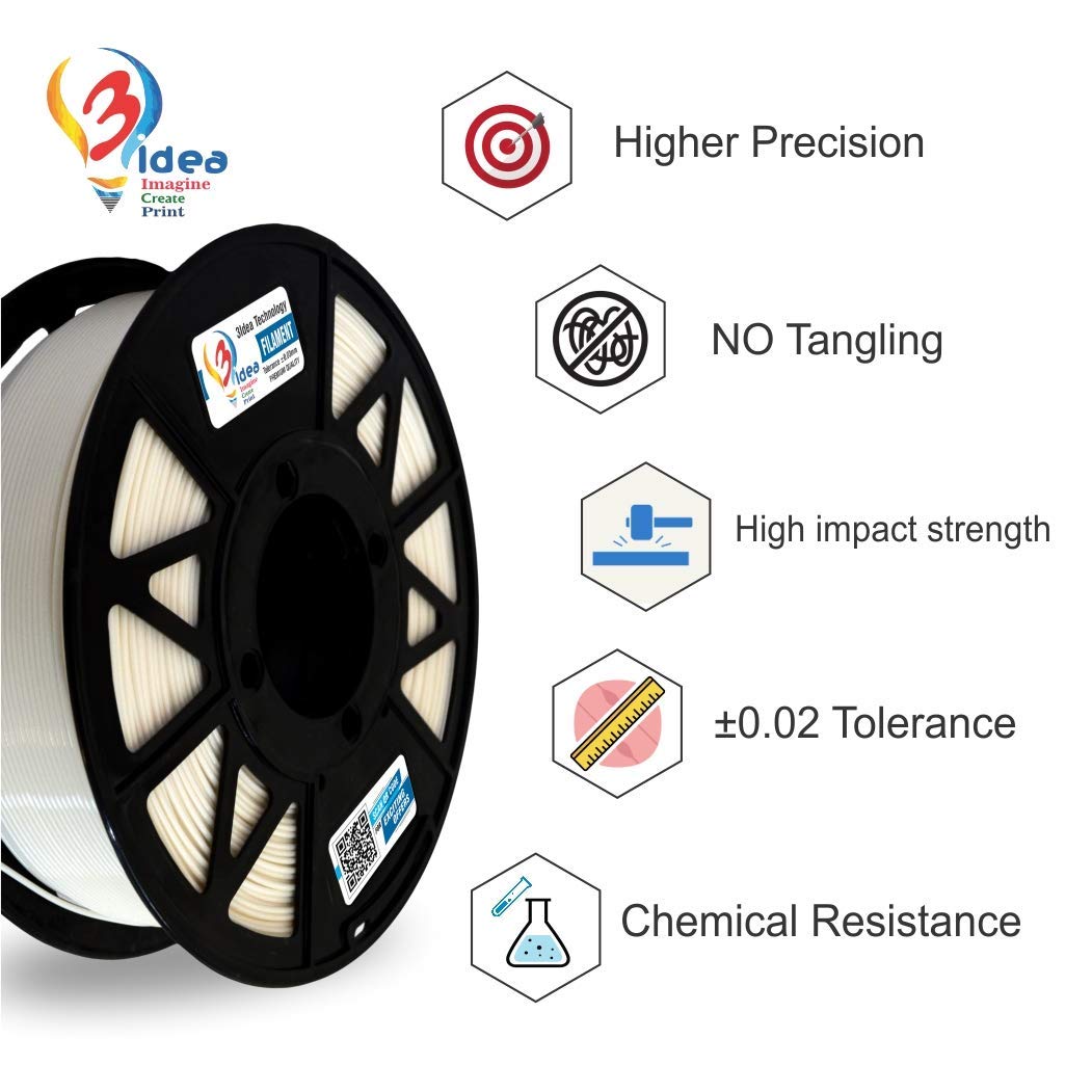 3idea ABS 3D Printing Filaments White 1.75mm,Net Weight-1kg