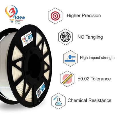 3idea ABS 3D Printing Filaments White 1.75mm,Net Weight-1kg