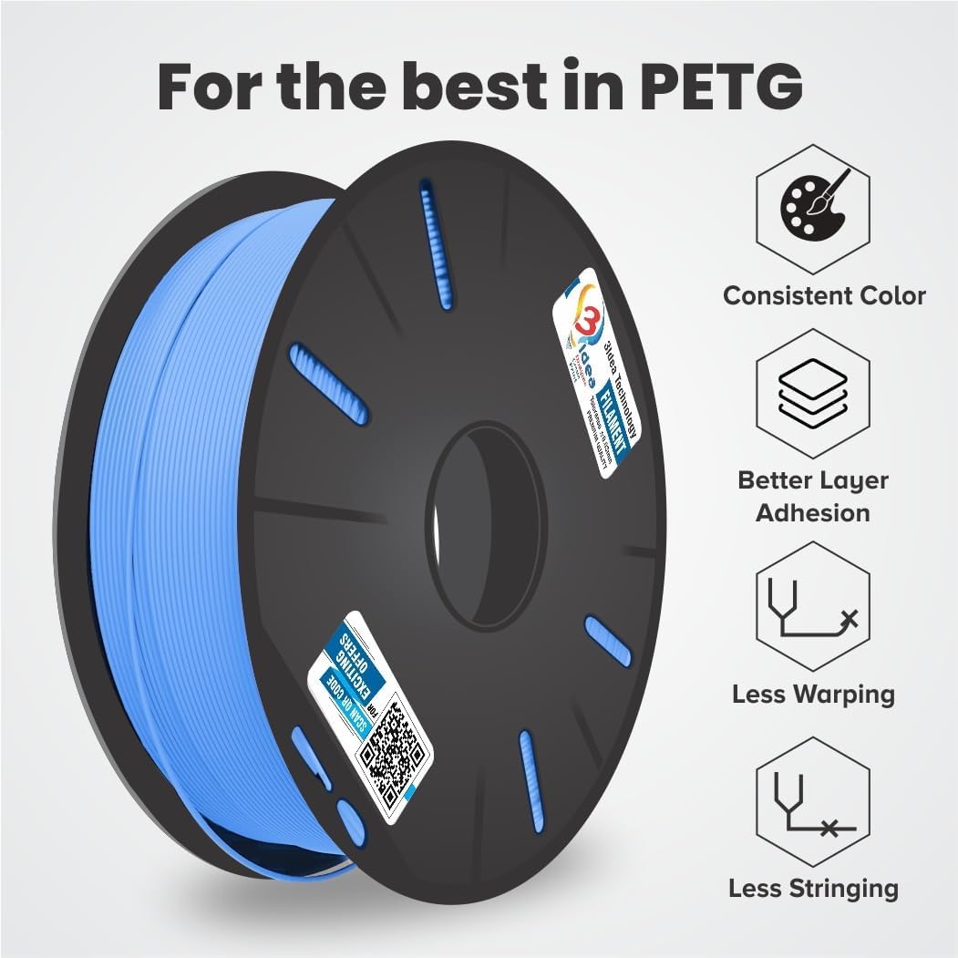 3idea PETG 3D Printing Filaments Sky Blue 1.75mm,Net Weight-1kg