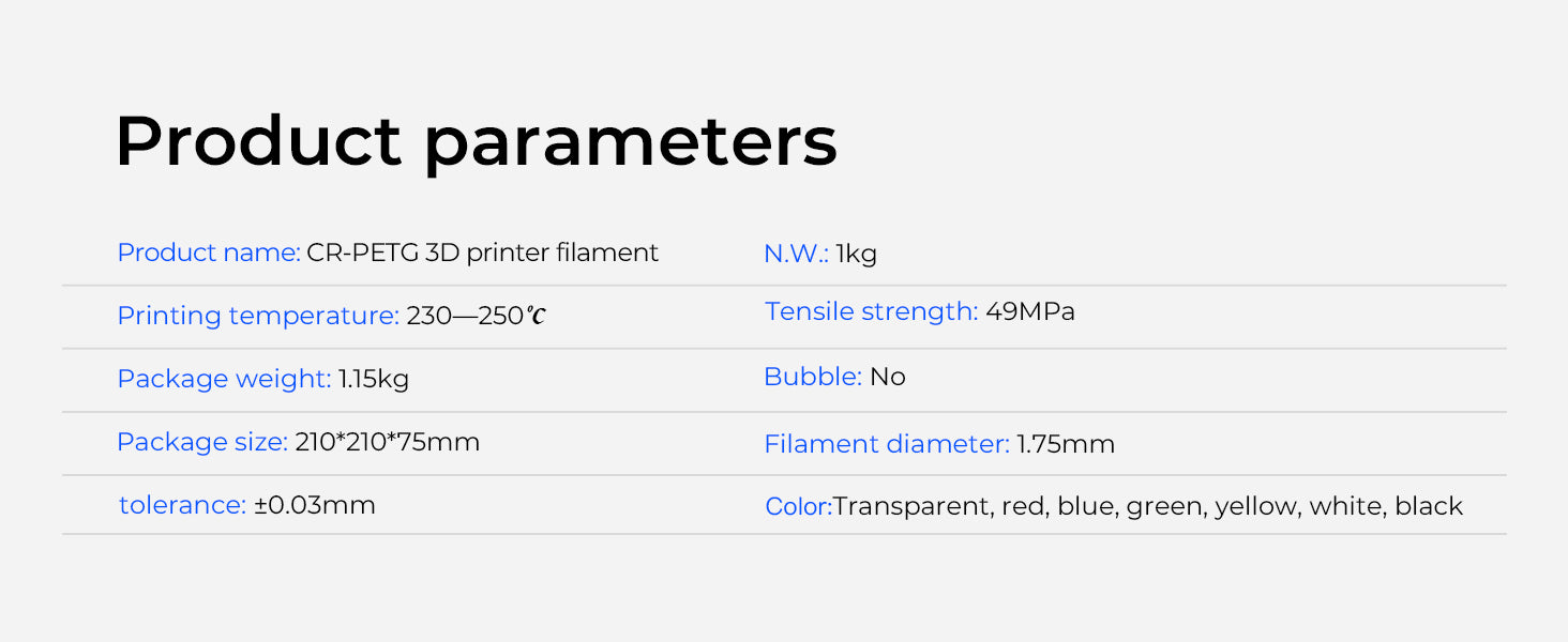 CREALITY PETG 3D PRINTING FILAMENT WHITE