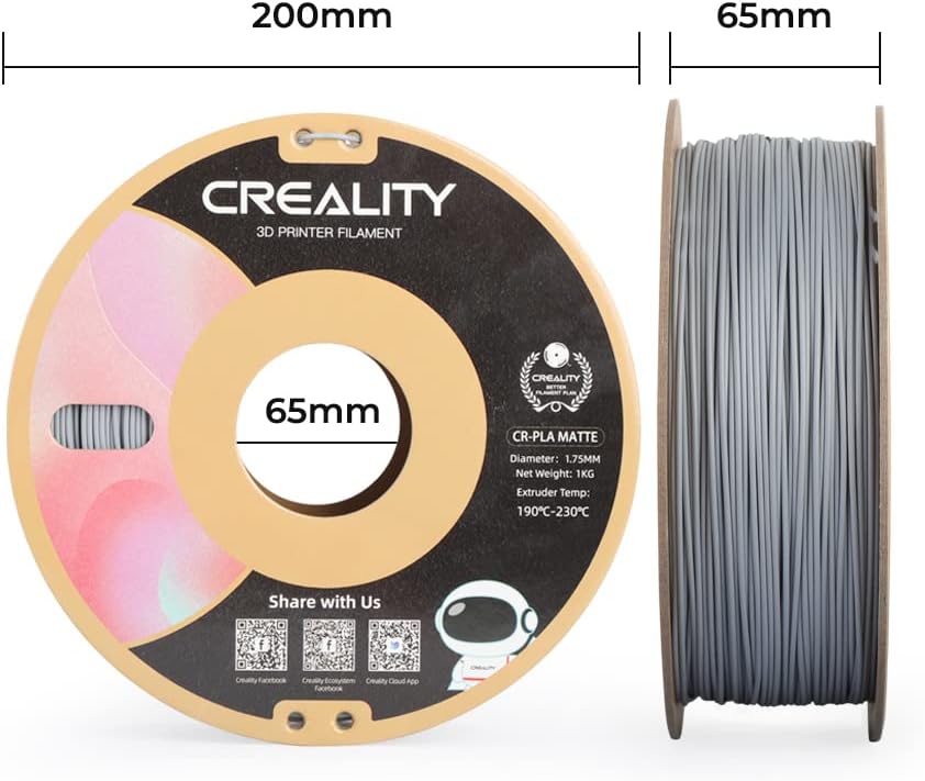 CREALITY PLA 3D PRINTING FILAMENT GREY ,1.75MM,NET WEIGHT-1KG