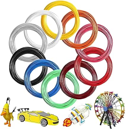 3idea Premium Multicolor PLA Filament 1.75mm, Set of 10 (Each Filament 5 Meters)